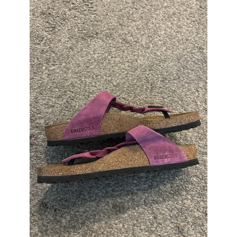 Birkenstock Gizeh Braided Oil Rubbed Leather Sandals,Fuchsia, Womens 39 US 8